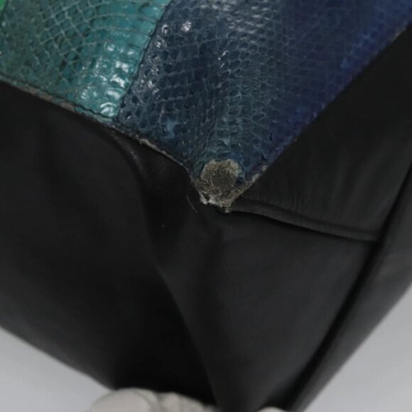 CELINE Tote Bag Leather Black Multicolor Auth 92694 - Picture 10 of 16